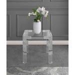 Casper Glass Top, Acrylic And Metal Base End / Side Table in Chrome