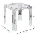 Casper Glass Top, Acrylic And Metal Base End / Side Table in Chrome