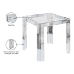 Casper Glass Top, Acrylic And Metal Base End / Side Table in Chrome