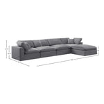 Comfy 158" Velvet Upholstered 5pc. Modular Sectional in Grey
