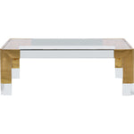 Casper Rectangular Glass Top, Acrylic And Metal Base Coffee Table in Gold