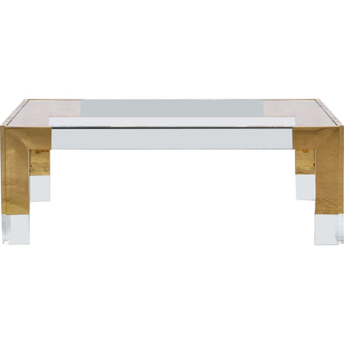 Casper Rectangular Glass Top, Acrylic And Metal Base Coffee Table in Gold