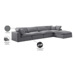 Comfy 158" Velvet Upholstered 5pc. Modular Sectional in Grey