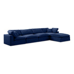 Comfy 158" Velvet Upholstered 5pc. Modular Sectional in Navy