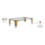 Casper Rectangular Glass Top, Acrylic And Metal Base Coffee Table in Gold
