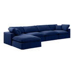 Comfy 158" Velvet Upholstered 5pc. Modular Sectional in Navy