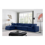 Comfy 158" Velvet Upholstered 5pc. Modular Sectional in Navy