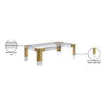 Casper Rectangular Glass Top, Acrylic And Metal Base Coffee Table in Gold
