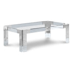Casper Rectangular Glass Top, Acrylic And Metal Base Coffee Table in Chrome