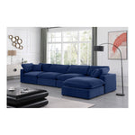 Comfy 158" Velvet Upholstered 5pc. Modular Sectional in Navy