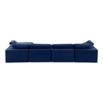 Comfy 158" Velvet Upholstered 5pc. Modular Sectional in Navy