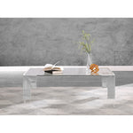 Casper Rectangular Glass Top, Acrylic And Metal Base Coffee Table in Chrome