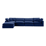 Comfy 158" Velvet Upholstered 5pc. Modular Sectional in Navy