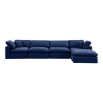 Comfy 158" Velvet Upholstered 5pc. Modular Sectional in Navy