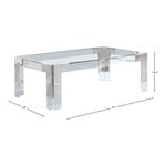 Casper Rectangular Glass Top, Acrylic And Metal Base Coffee Table in Chrome