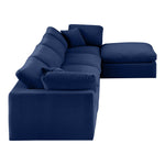 Comfy 158" Velvet Upholstered 5pc. Modular Sectional in Navy
