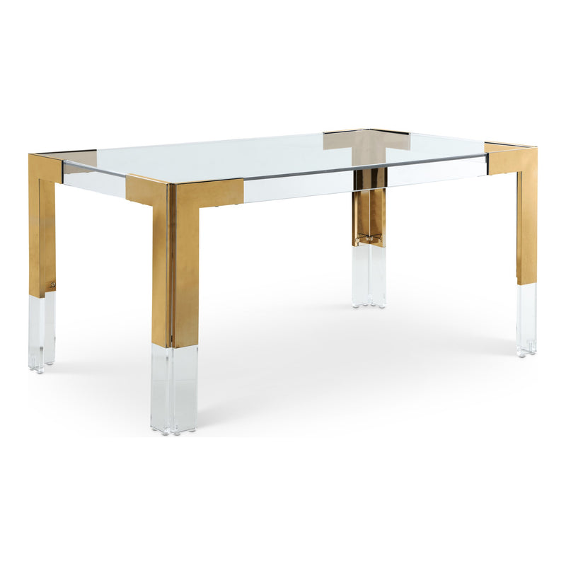 Casper 60" Glass Top, Acrylic And Steel Base Dining Table in Gold