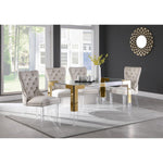 Casper 60" Glass Top, Acrylic And Steel Base Dining Table in Gold