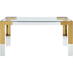 Casper 60" Glass Top, Acrylic And Steel Base Dining Table in Gold