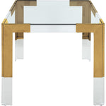Casper 60" Glass Top, Acrylic And Steel Base Dining Table in Gold