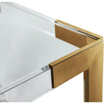 Casper 60" Glass Top, Acrylic And Steel Base Dining Table in Gold