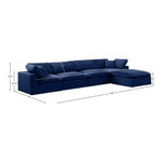 Comfy 158" Velvet Upholstered 5pc. Modular Sectional in Navy