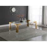 Casper 60" Glass Top, Acrylic And Steel Base Dining Table in Gold