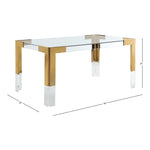 Casper 60" Glass Top, Acrylic And Steel Base Dining Table in Gold