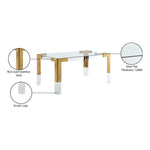 Casper 60" Glass Top, Acrylic And Steel Base Dining Table in Gold