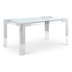 Casper 60" Glass Top, Acrylic And Steel Base Dining Table in Chrome