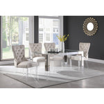 Casper 60" Glass Top, Acrylic And Steel Base Dining Table in Chrome