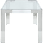 Casper 60" Glass Top, Acrylic And Steel Base Dining Table in Chrome