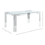 Casper 60" Glass Top, Acrylic And Steel Base Dining Table in Chrome