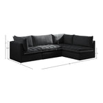 Jacob 103" Velvet Upholstered 4pc. Modular Sectional in Black