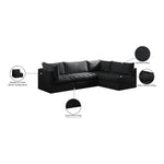 Jacob 103" Velvet Upholstered 4pc. Modular Sectional in Black