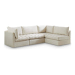 Jacob 103" Velvet Upholstered 4pc. Modular Sectional in Cream