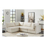 Jacob 103" Velvet Upholstered 4pc. Modular Sectional in Cream