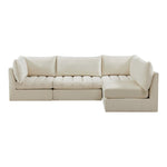 Jacob 103" Velvet Upholstered 4pc. Modular Sectional in Cream