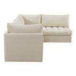 Jacob 103" Velvet Upholstered 4pc. Modular Sectional in Cream