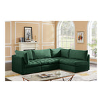 Jacob 103" Velvet Upholstered 4pc. Modular Sectional in Green
