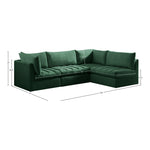Jacob 103" Velvet Upholstered 4pc. Modular Sectional in Green