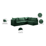 Jacob 103" Velvet Upholstered 4pc. Modular Sectional in Green