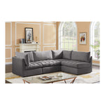 Jacob 103" Velvet Upholstered 4pc. Modular Sectional in Grey