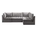 Jacob 103" Velvet Upholstered 4pc. Modular Sectional in Grey
