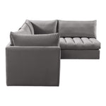 Jacob 103" Velvet Upholstered 4pc. Modular Sectional in Grey