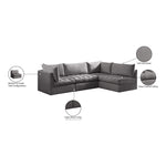 Jacob 103" Velvet Upholstered 4pc. Modular Sectional in Grey