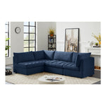Jacob 103" Velvet Upholstered 4pc. Modular Sectional in Navy