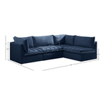 Jacob 103" Velvet Upholstered 4pc. Modular Sectional in Navy