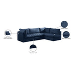 Jacob 103" Velvet Upholstered 4pc. Modular Sectional in Navy