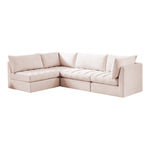 Jacob 103" Velvet Upholstered 4pc. Modular Sectional in Pink
